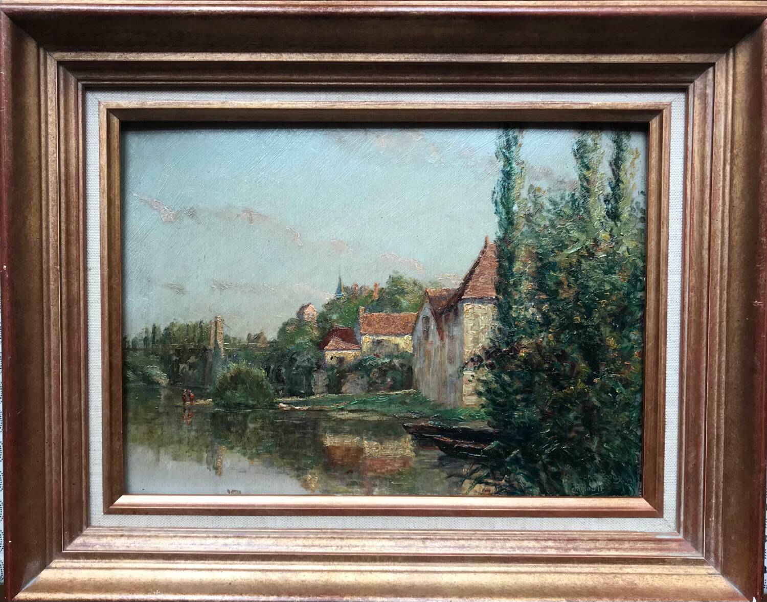 Charles ripault, active early 20th century. la roche-posay. oil/cardboard.