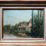 Charles ripault, active early 20th century. la roche-posay. oil/cardboard.