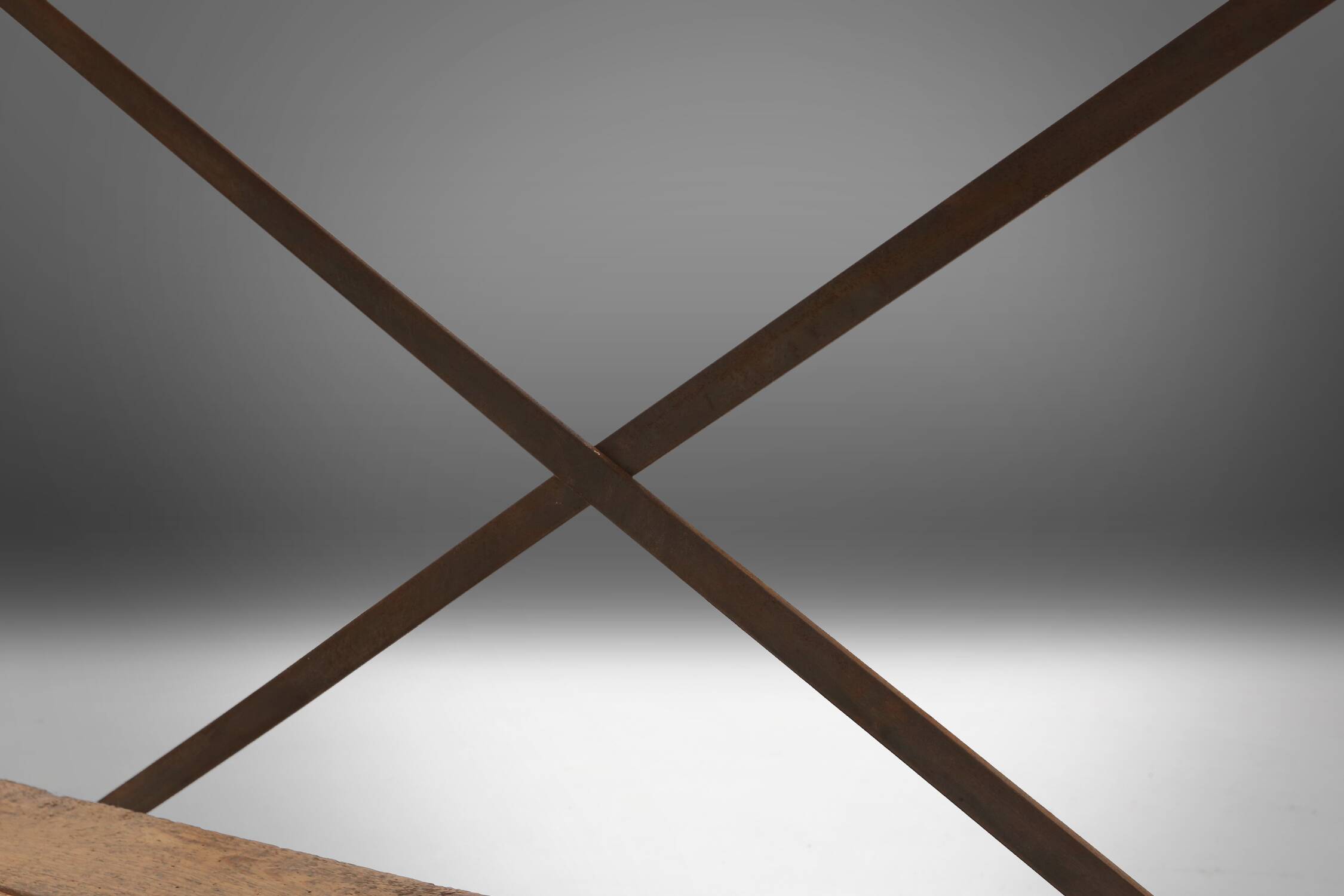 Industrial side table with metal frame and wooden top and removable platform, Belgium, 1920