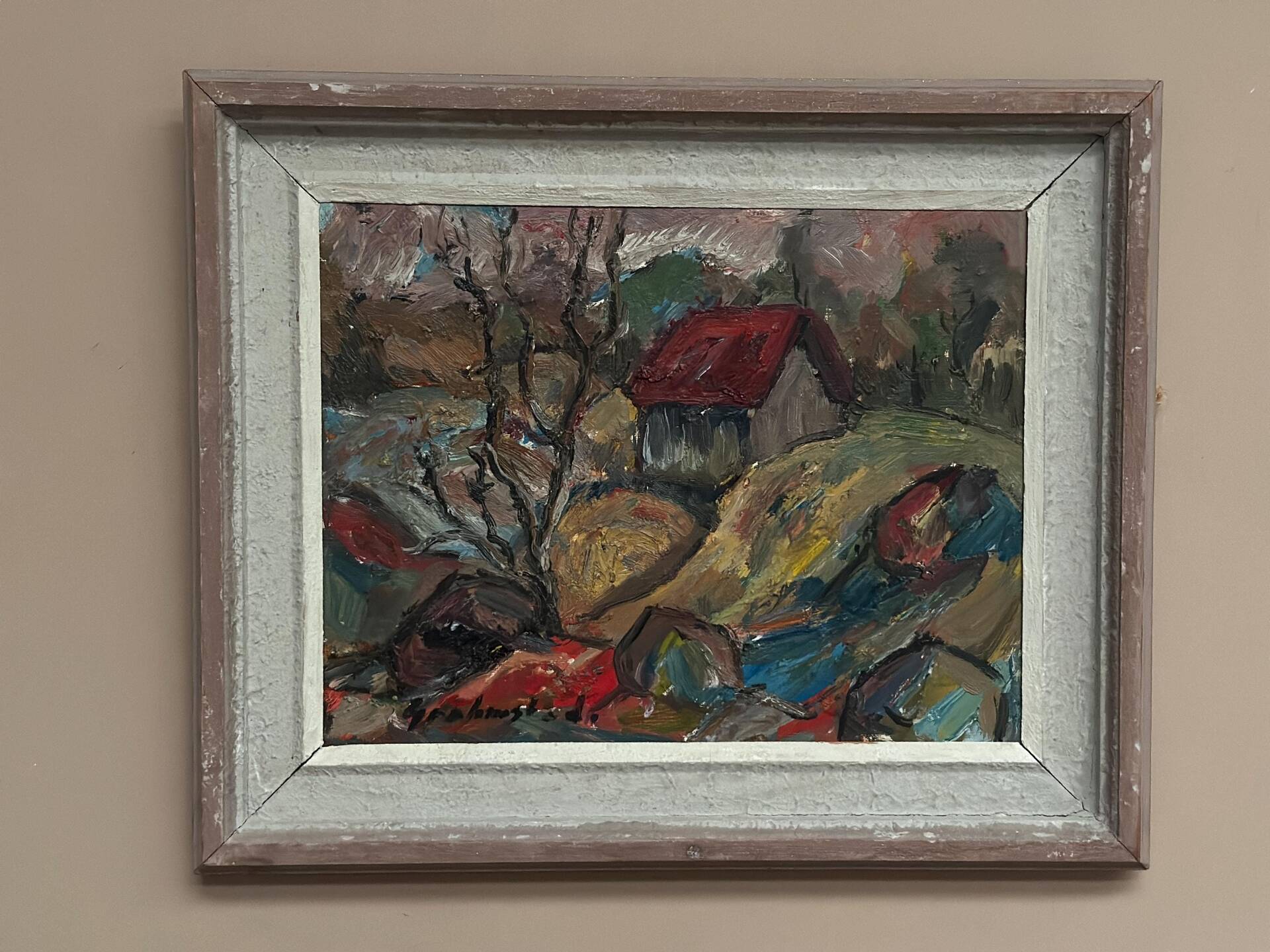 Swedish Oil on Canvas – “Cottage with a Red Roof” by Nils Grahmstad