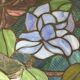 Tiffany-style floral stained glass pendant light in brass D40cm