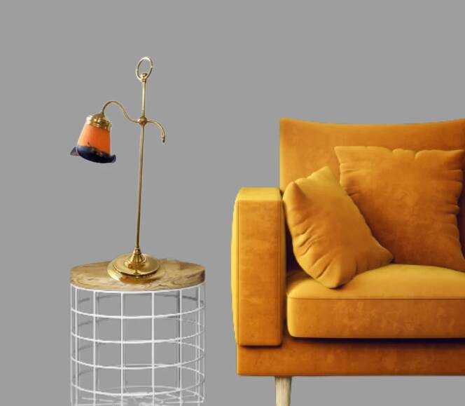 Italian Brass and Glass Table Lamp, Vintage Lighting, Mid Century Modern Decor,