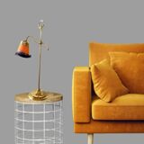 Italian Brass and Glass Table Lamp, Vintage Lighting, Mid Century Modern Decor,