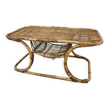 Table d'appoint en osier vintage, 1970