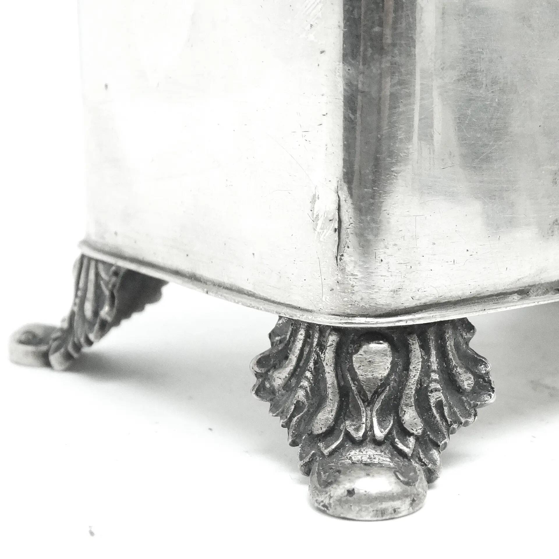 Biedermeier sugar bowl, silver-plated brass, Poland, 1920s