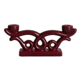 Vintage burgundy red ceramic candlestick