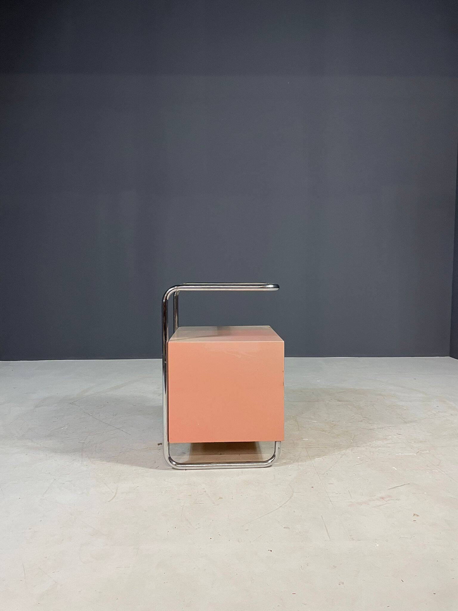 Kovona Bauhaus style bedside table, 1950s, Czechoslovakia