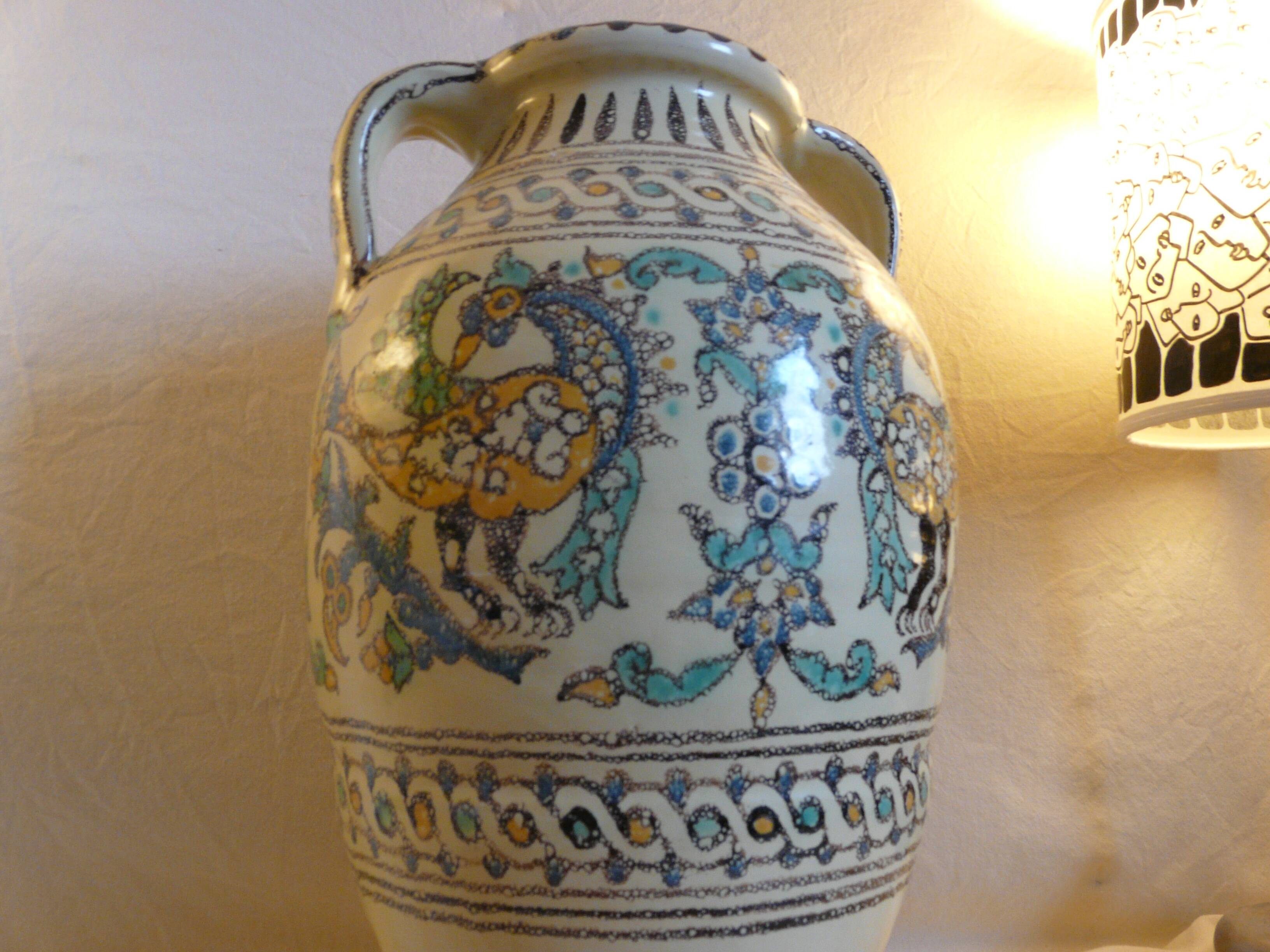 Pierre De Verclos, Maghreb Ceramic Pottery, Tunisia Nabeul, Large Vase