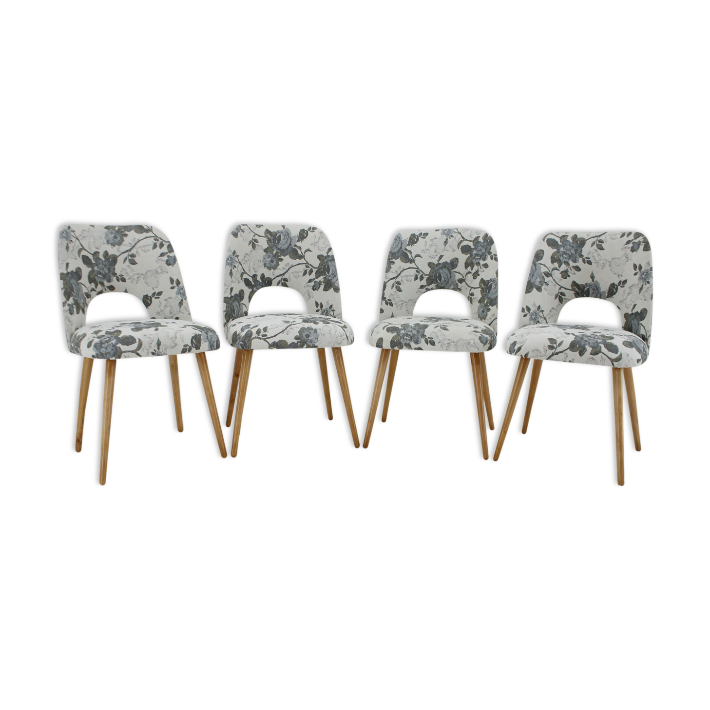 1960s Set of Four Oswald Haerdtl dining Chairs in Fabric ,Czechoslovakia