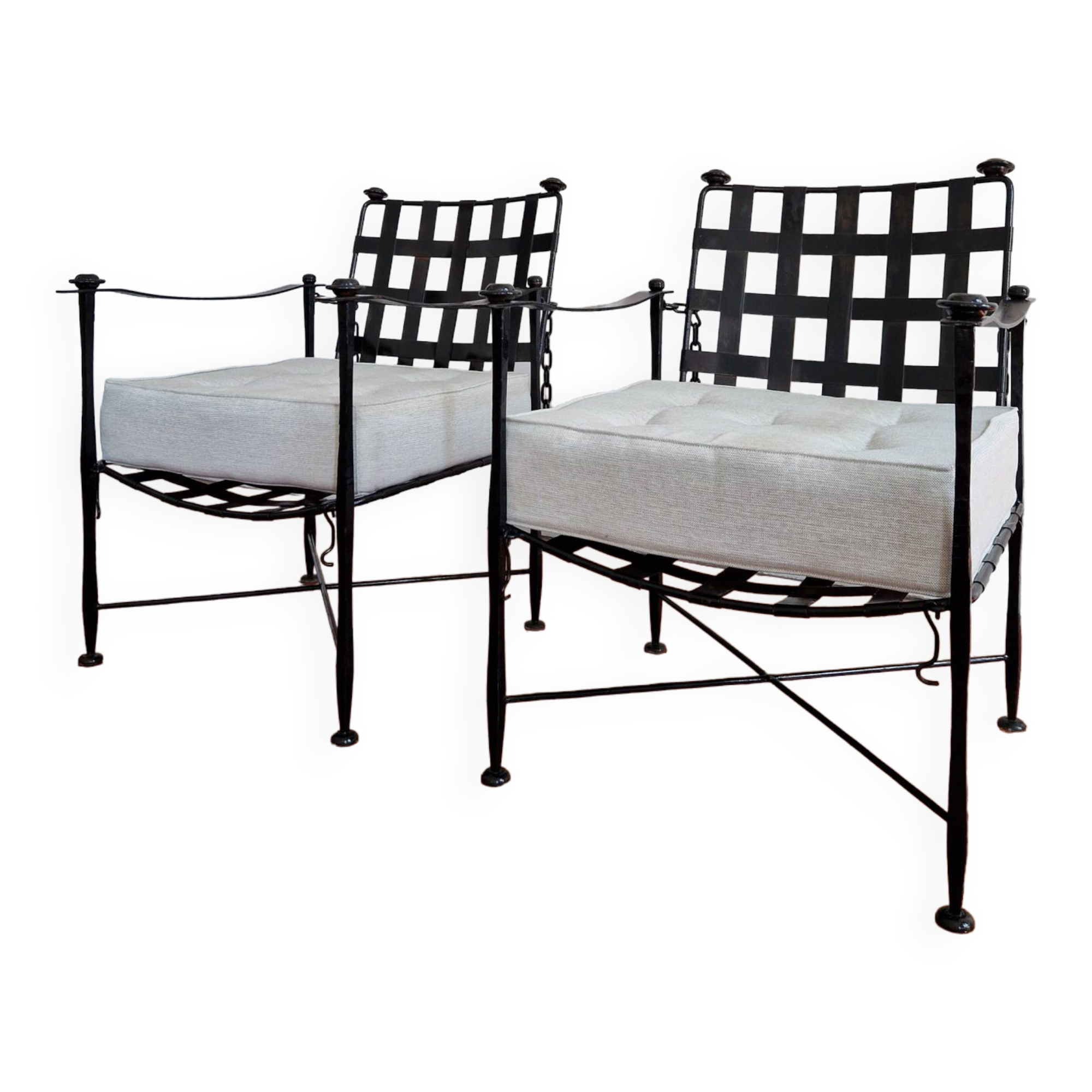 Paire de fauteuils en fer forgé vintage 1950