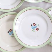 Set of 6 flat plates Moulin des Loups, Nina model, vintage French
