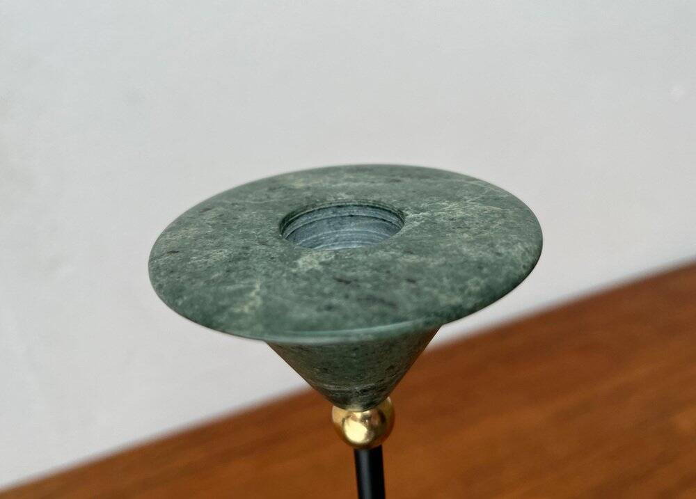 Postmodern Italian candlestick in metal and stone, 1980s.