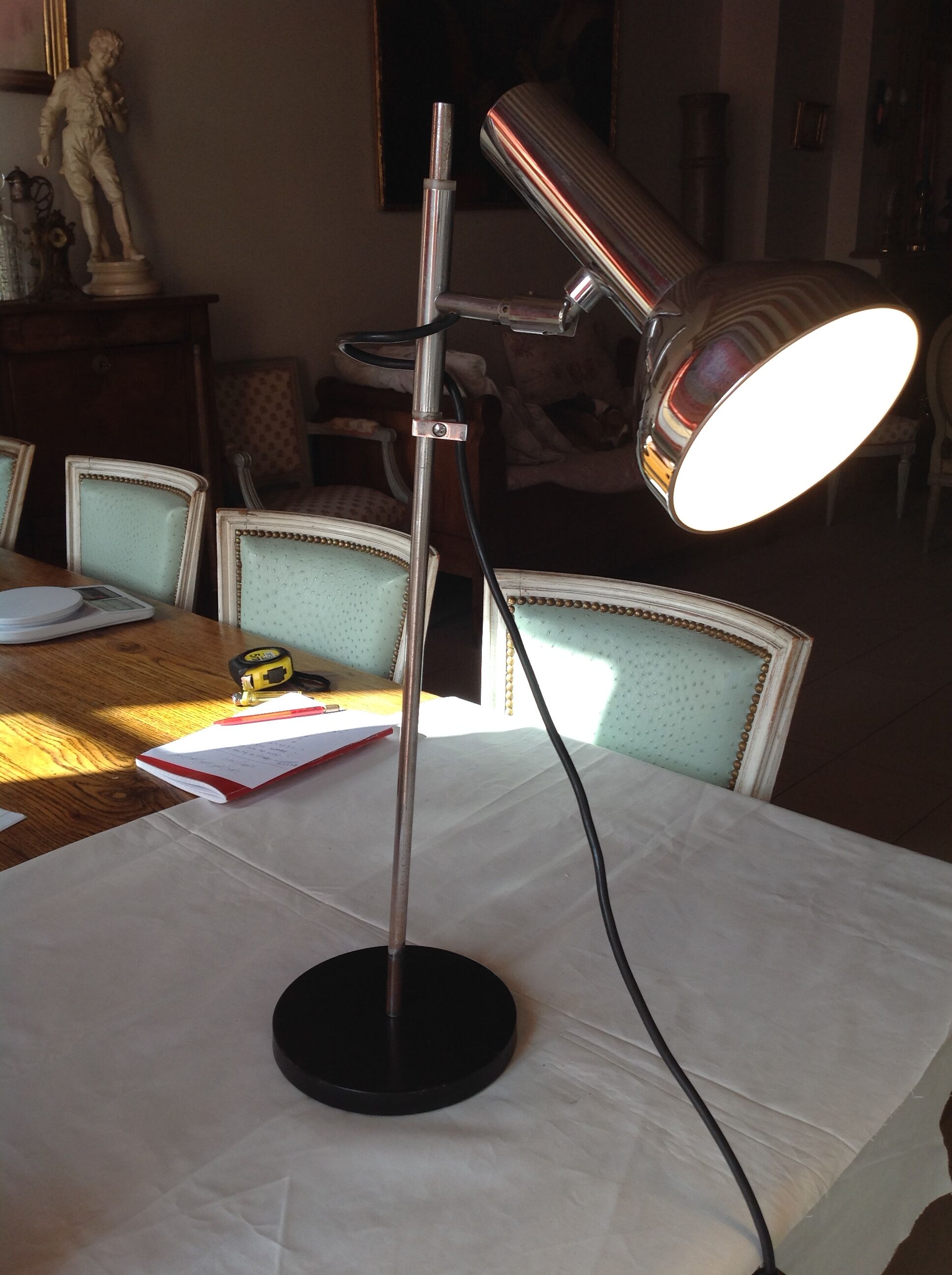 Lampe de bureau chromée, orientable, vintage, années 70