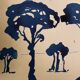 Painting, monochrome watercolor "Twilight over the Pine Forest" Provence, signed
