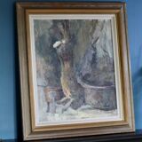 1960's Original Swedish Modernist Oil on Canvas " Study of Hunters Game Rabbit" by Johan Bladh