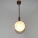French Vintage Molded Glass & Brass Pendant Light 1970s Globe Hanging Lamp