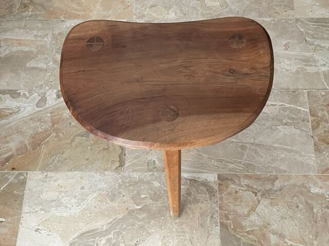 Vintage wooden tripod stool 1950