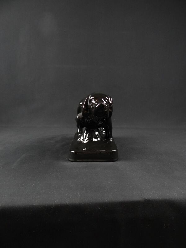 Chien en céramique noire de Vallauris signé Faïences & Poteries de Provence