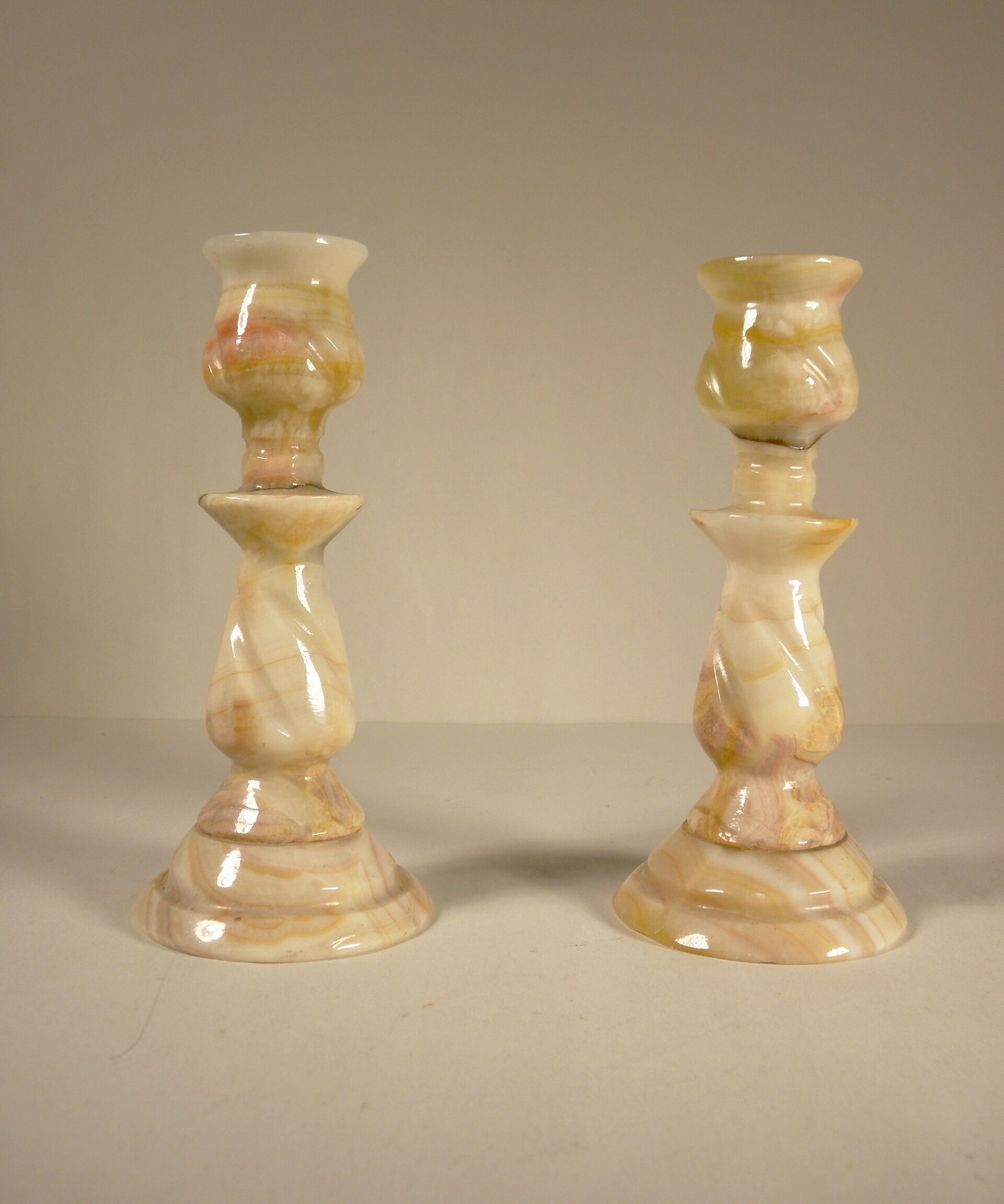 Pair of onyx candle holders