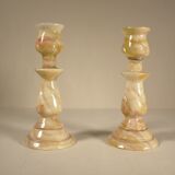 Pair of onyx candle holders