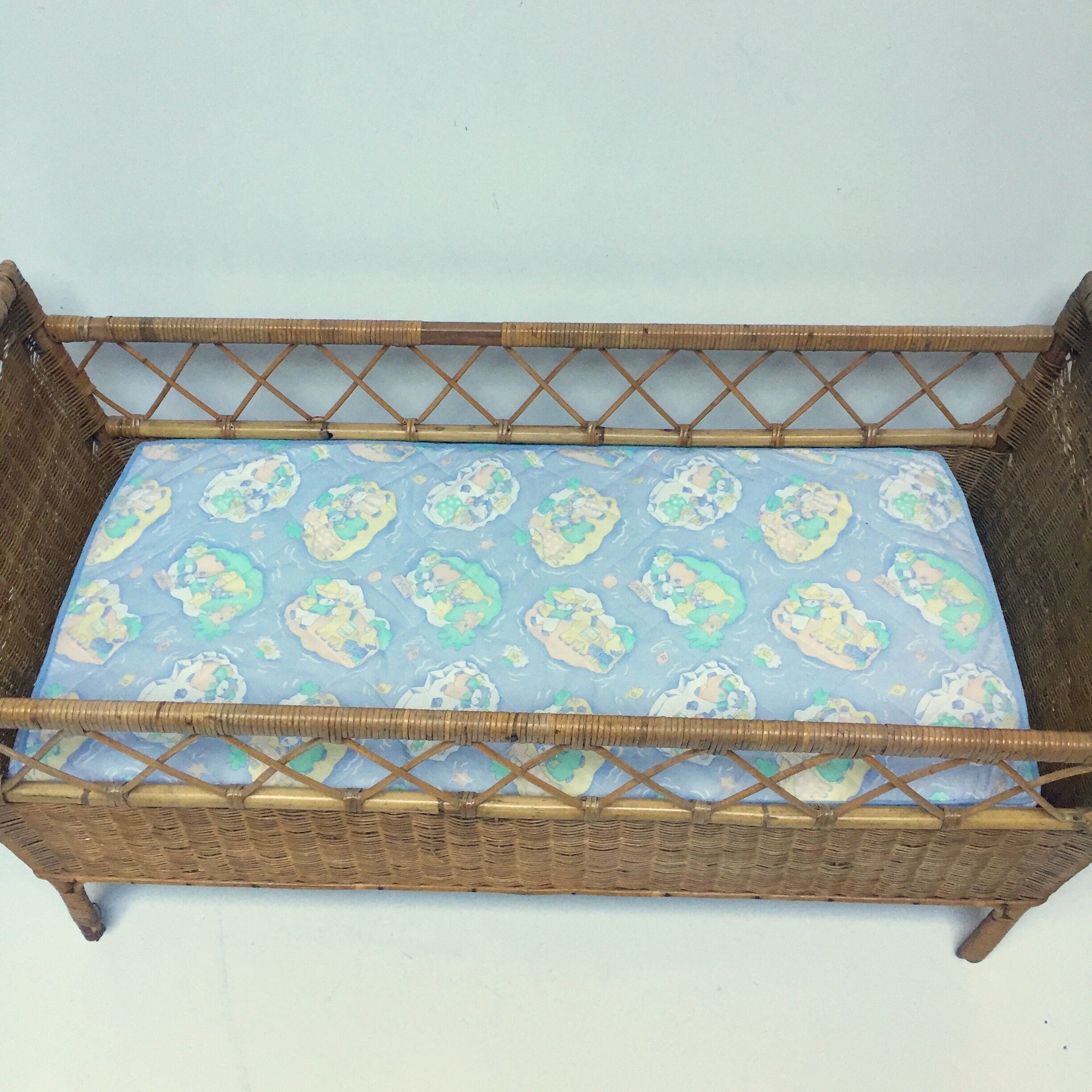 Vintage rattan and wicker bed