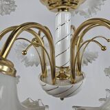 Lustre en céramique, laiton et verre de Murano des années 1970