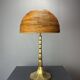 Lampe de table en rattan, bambou et laiton à tige en crayon du milieu du siècle. Années 1970.