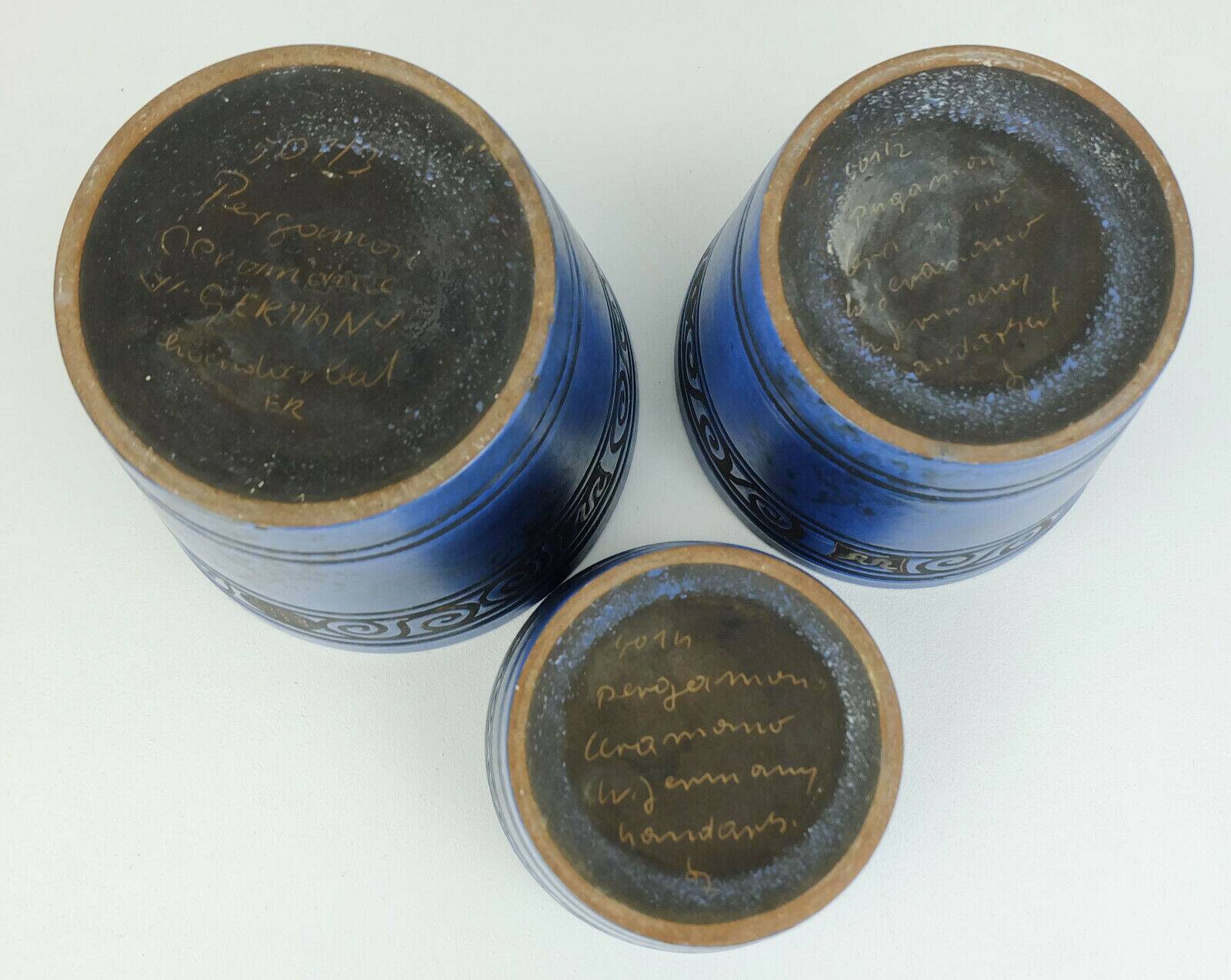 Set of 3 plant pots ceramano pergamon hanns welling 1950s 1960s