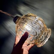 Vintage amber glass tulip pendant light