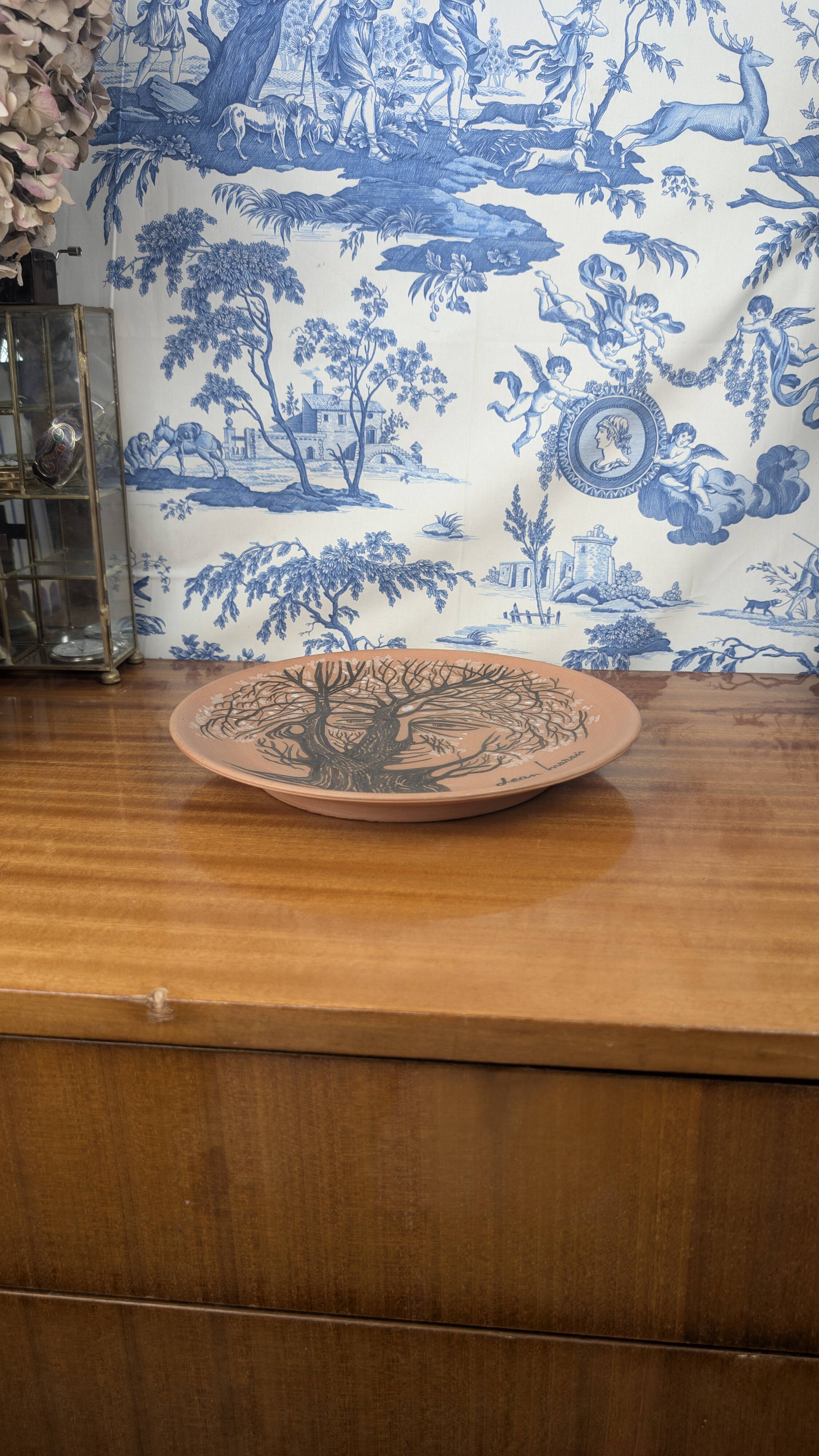 Jean Marais vintage terracotta plate from the 1970s surrealist