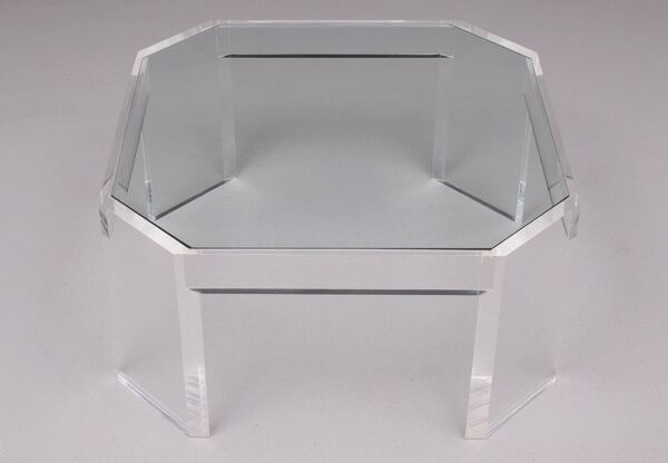 Table basse octogonale Lucite David Lange années 1970