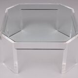 Table basse octogonale Lucite David Lange années 1970