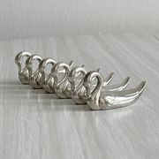 set of 6 metal knife holders in the shape of a swan,