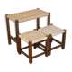 Ensemble de 3 tabourets vintage bois et corde