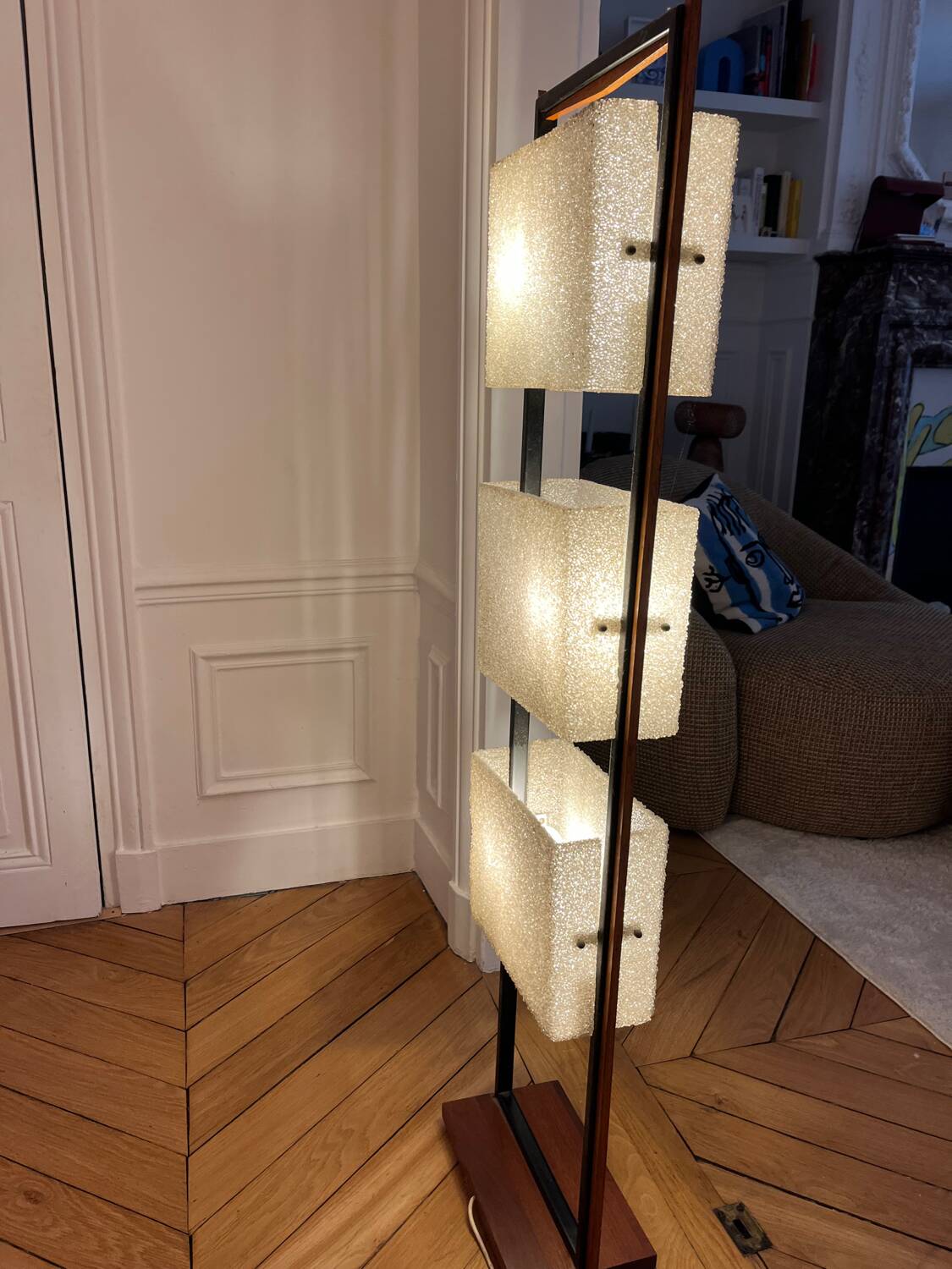 Arlus Steel and Teak House Lamp