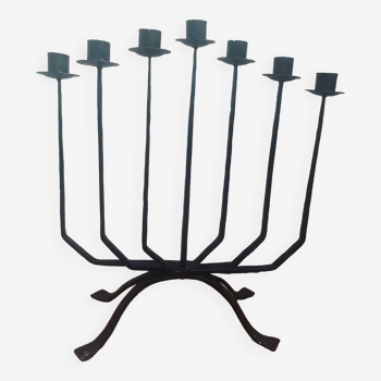 Very large brutalist wrought iron candlestick 1950.