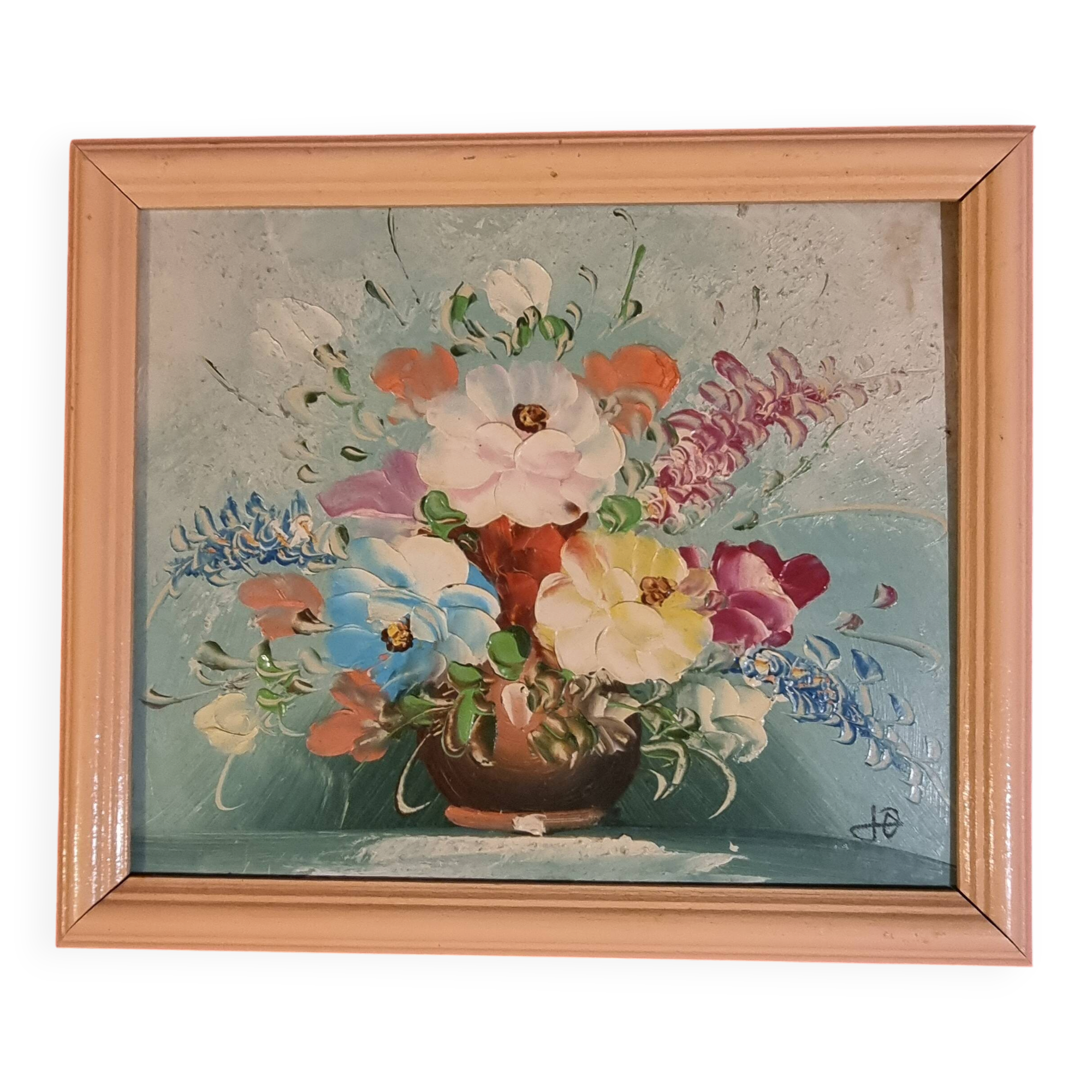 Tableau peinture à l'huile bouquet de fleurs