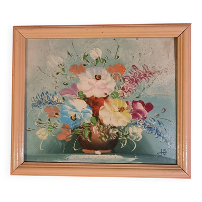 Tableau peinture à l'huile bouquet de fleurs