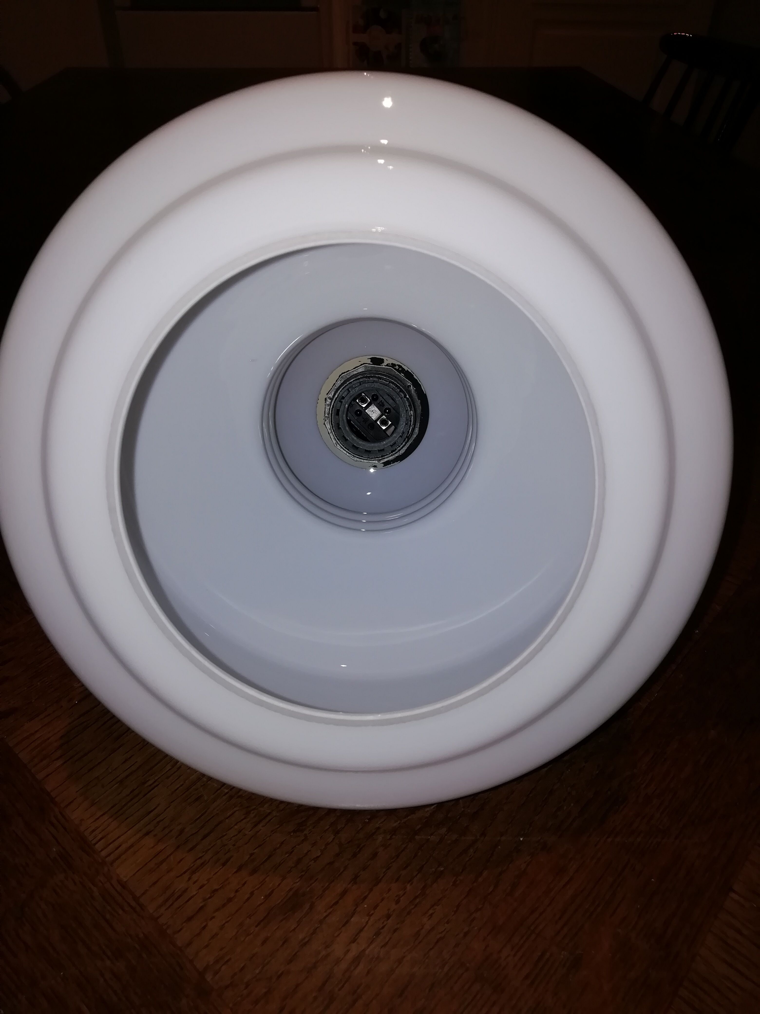 White opaline hanging lamp 70s