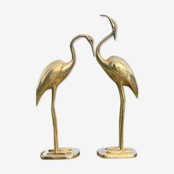 Pair Ibis and Heron in Brass 1970