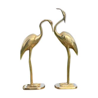 Pair Ibis and Heron in Brass 1970