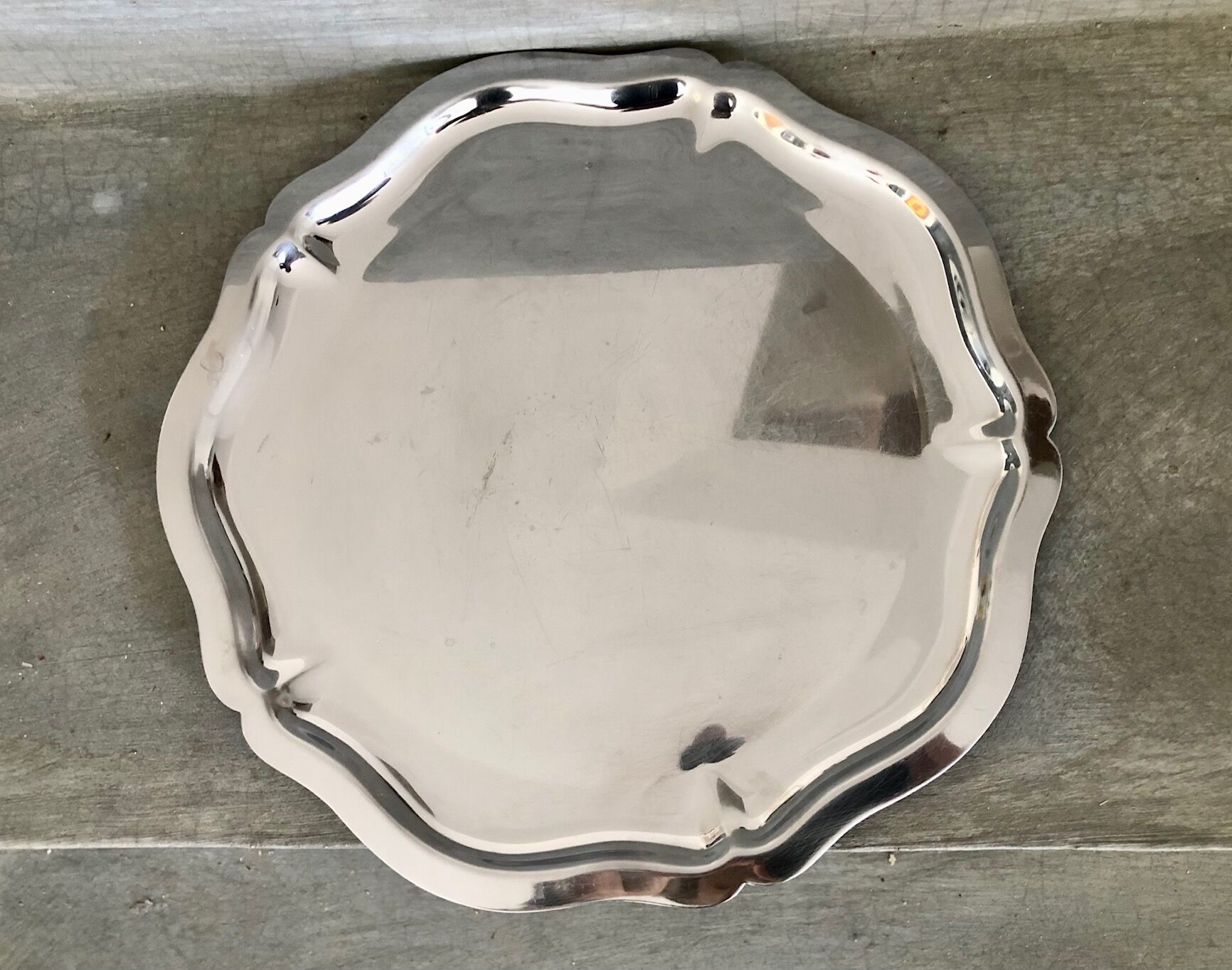 Round serving dish, stainless steel, an. 70/80
