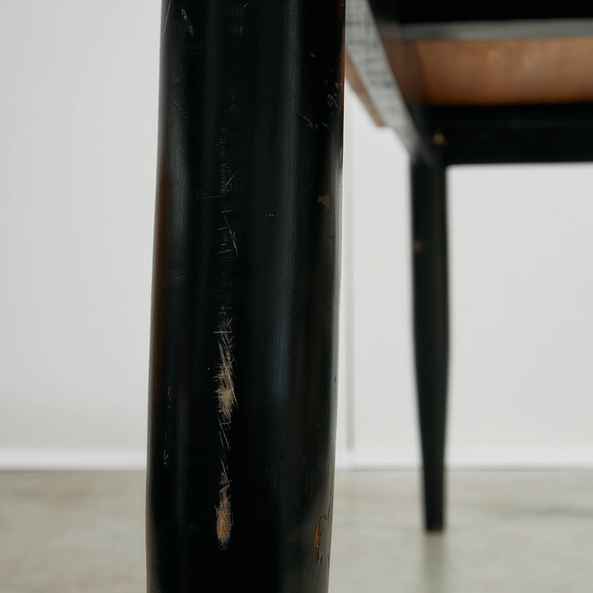 Long Canadian Pine Table with Black Legs