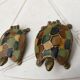 Pair of brass and enameled turtle jewelry box