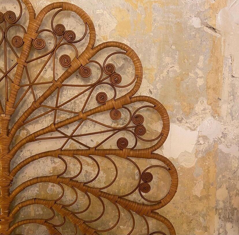 Peacock rattan headboard