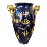 Vase en porcelaine noir et doré