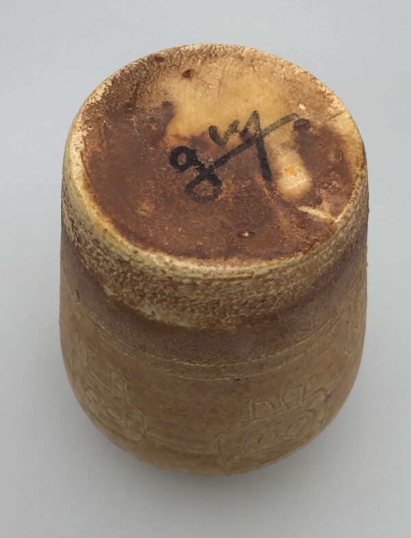 Vase artistique en céramique d’acolay style brutaliste, vintage, signé hubert guy