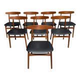 Set of 8 chairs by Henning Kjaernulf, 1960