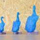Set of three mid-century turquoise ducks, Chinese porcelain, 1950s