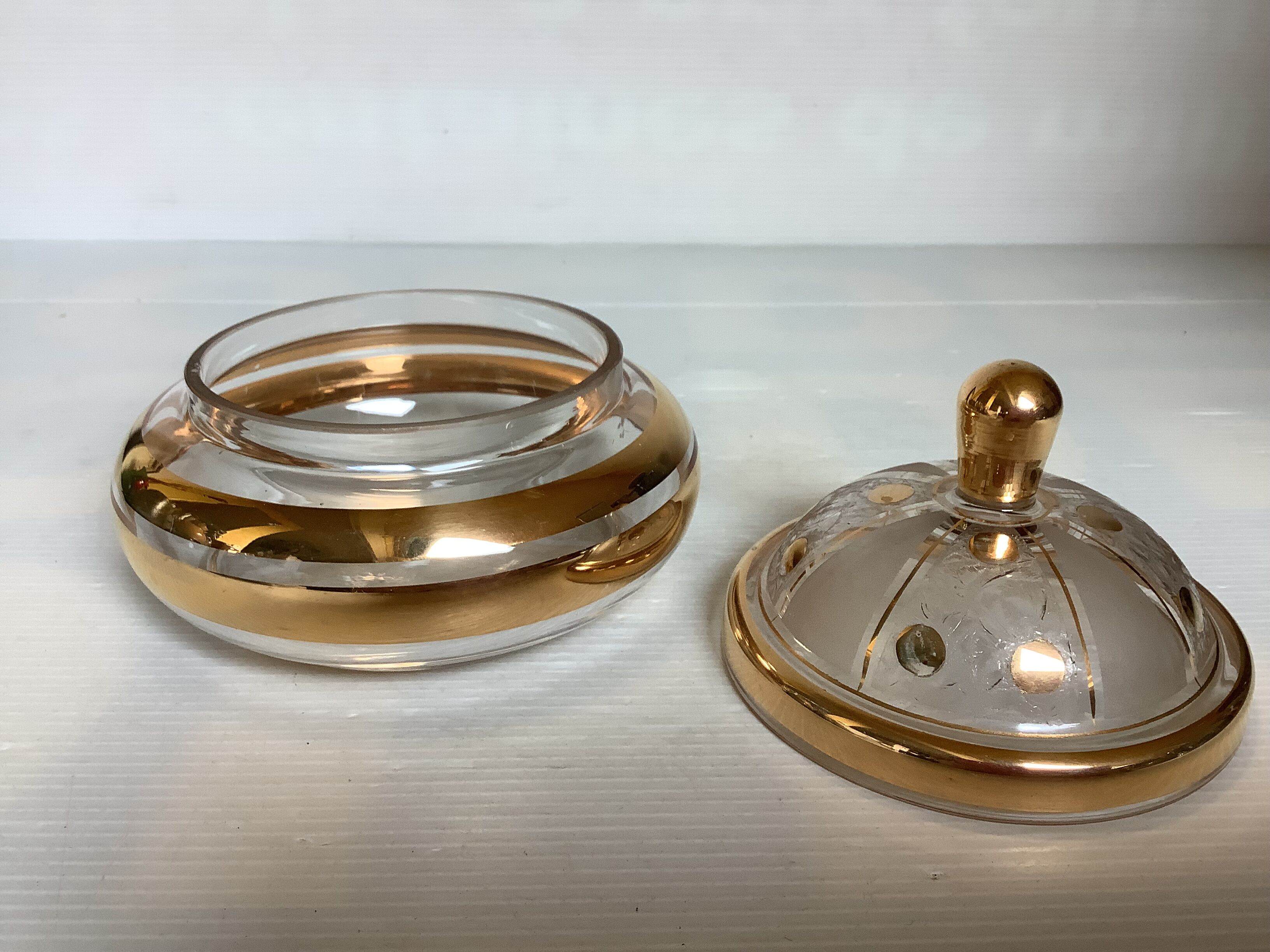 Frosted and gold glass sweet box